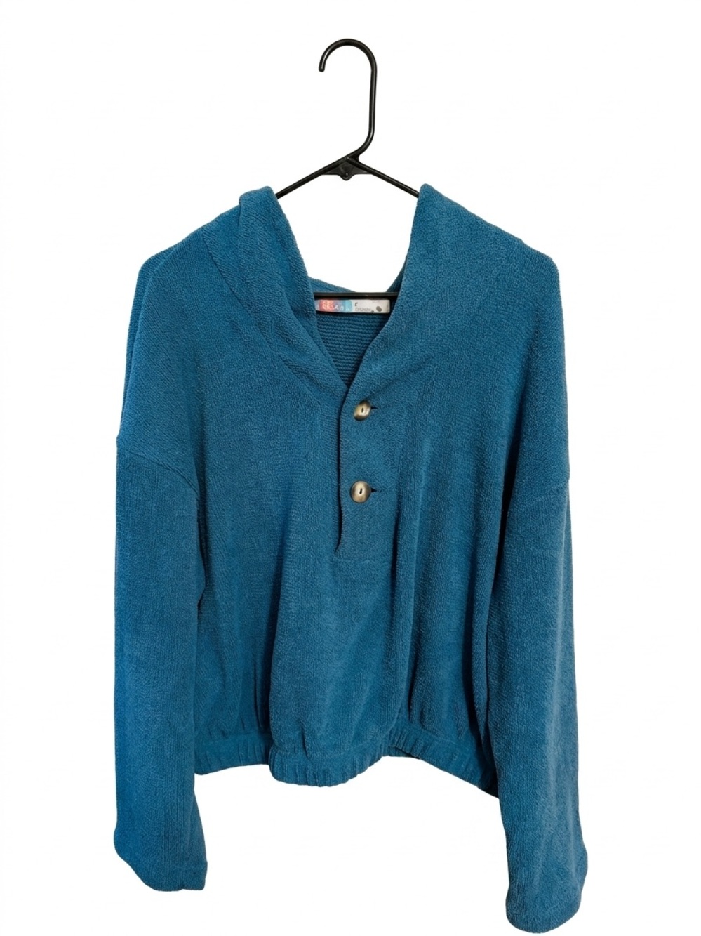 Free People Teal Blue Button Hoodie Jacket